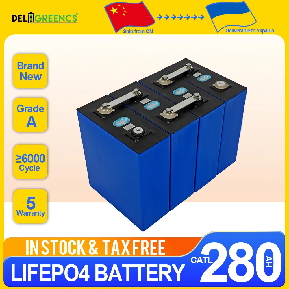 

EU Stock 4pcs EVE LiFePO4 280AH Battery 24V 48V Pack Prismatic Rechargeable LiPO Phosphate Iron for Electirc Car with Low Speed