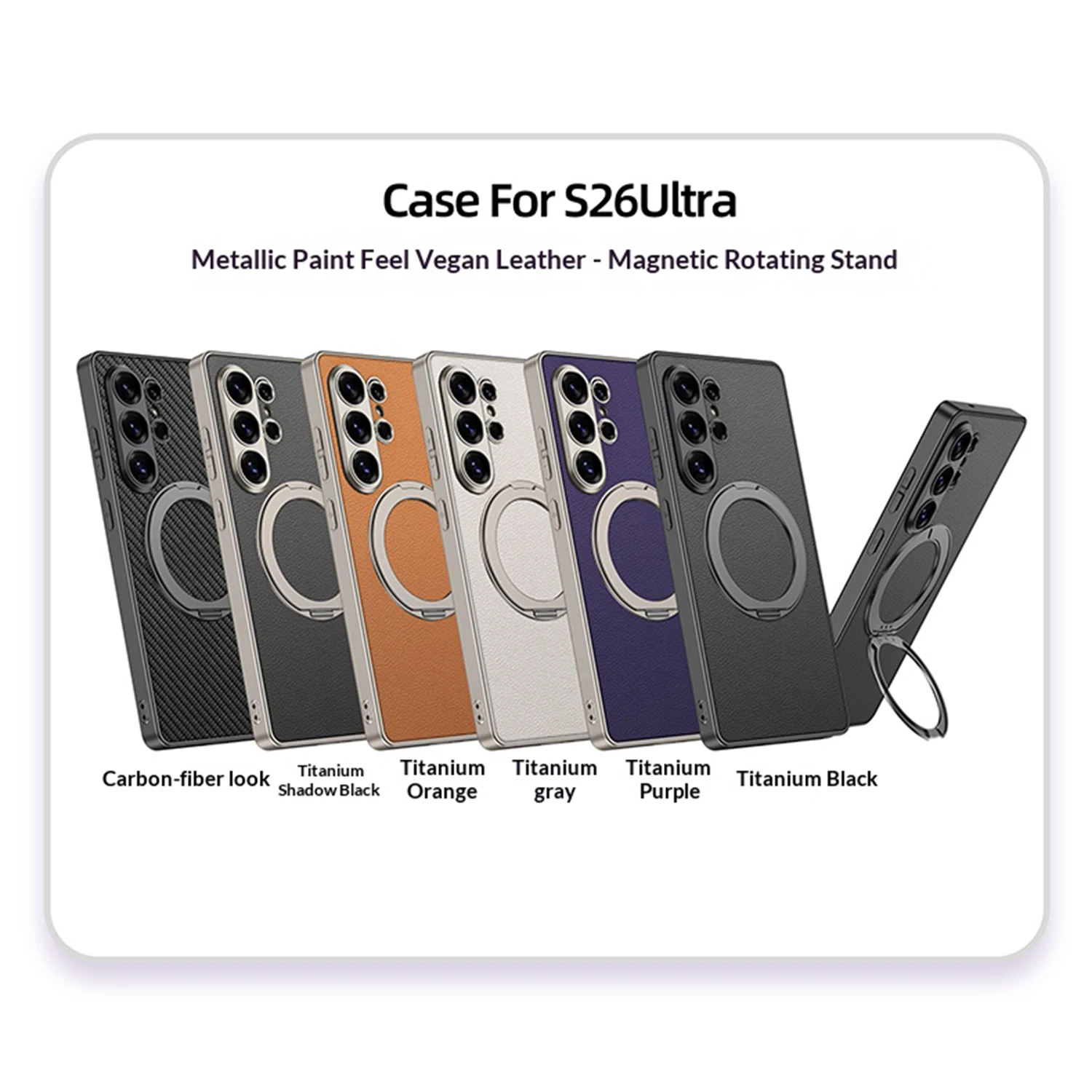 Rotating Magnetic Stand Phone Case with Soft Bumper PU Leather Shockproof Cover