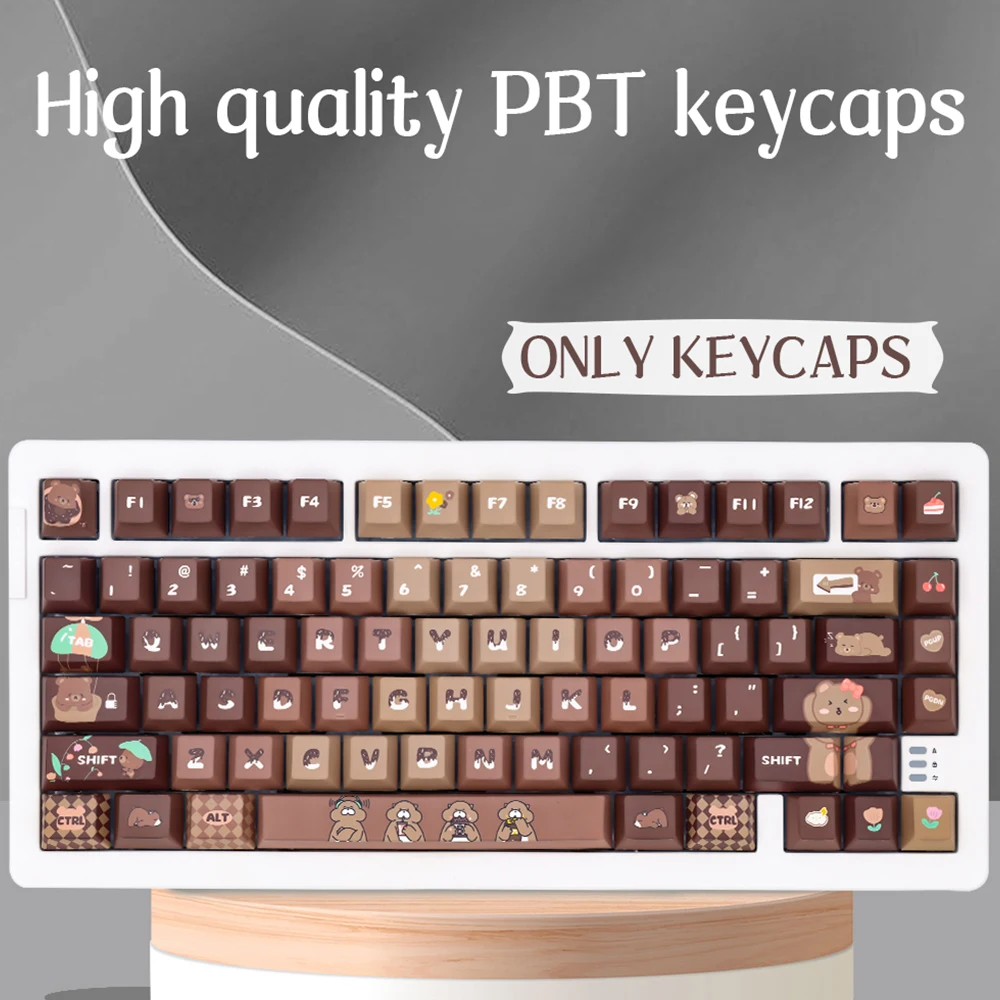 

1Set Lucky little Bear Brown Gradient keycaps Cherry Profile For MX Switches Womier GK61 Anne Pro 2 Mechanical Gaming Keyboard