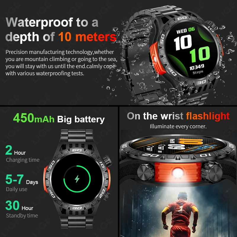 LIGE Ʈ ġ  LED  ħ  ƮϽ ƮĿ ð   ȭ SmartWatch For ȵ̵ IOS