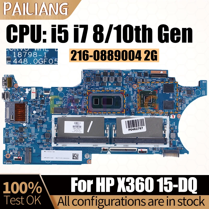 Материнская плата для ноутбука HP X360 15-DQ, 18798-1 i5-8265U i5-10210U 216-0889004 2G L72027-601, материнская плата для ноутбука