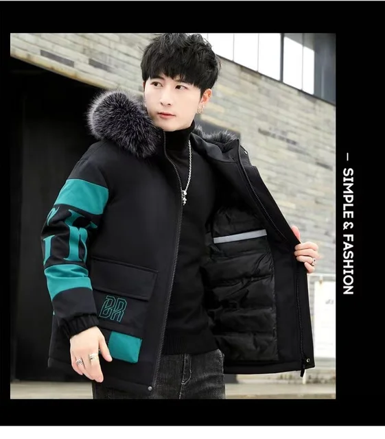 Winter cotton jacket men's thick warm men's cotton jacket loose winter jacket youth down cotton jacket fashionable cotton jacket 23