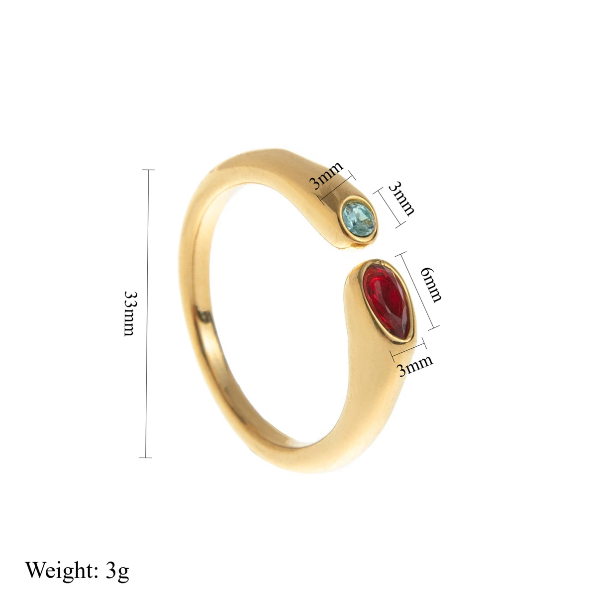 Stainless steel December birthstone ring inlaid with zircon gold plating for color preservation