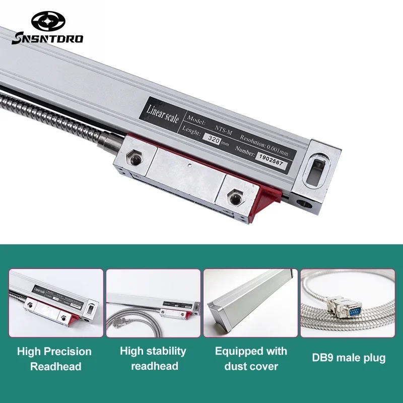 NT-M 1um 고정밀 밀링 선반 그라인더 DRO 리니어 글래스 스케일 450mm-1000mm TTL 5VDC 격자 눈금자 센서 변위
