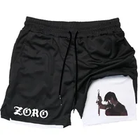 Men's Anime Printed Shorts, 2 in 1 Quick Drying Double Layer Athletic Shorts, Fitness, Outdoor Recreation, Training, 2024 2