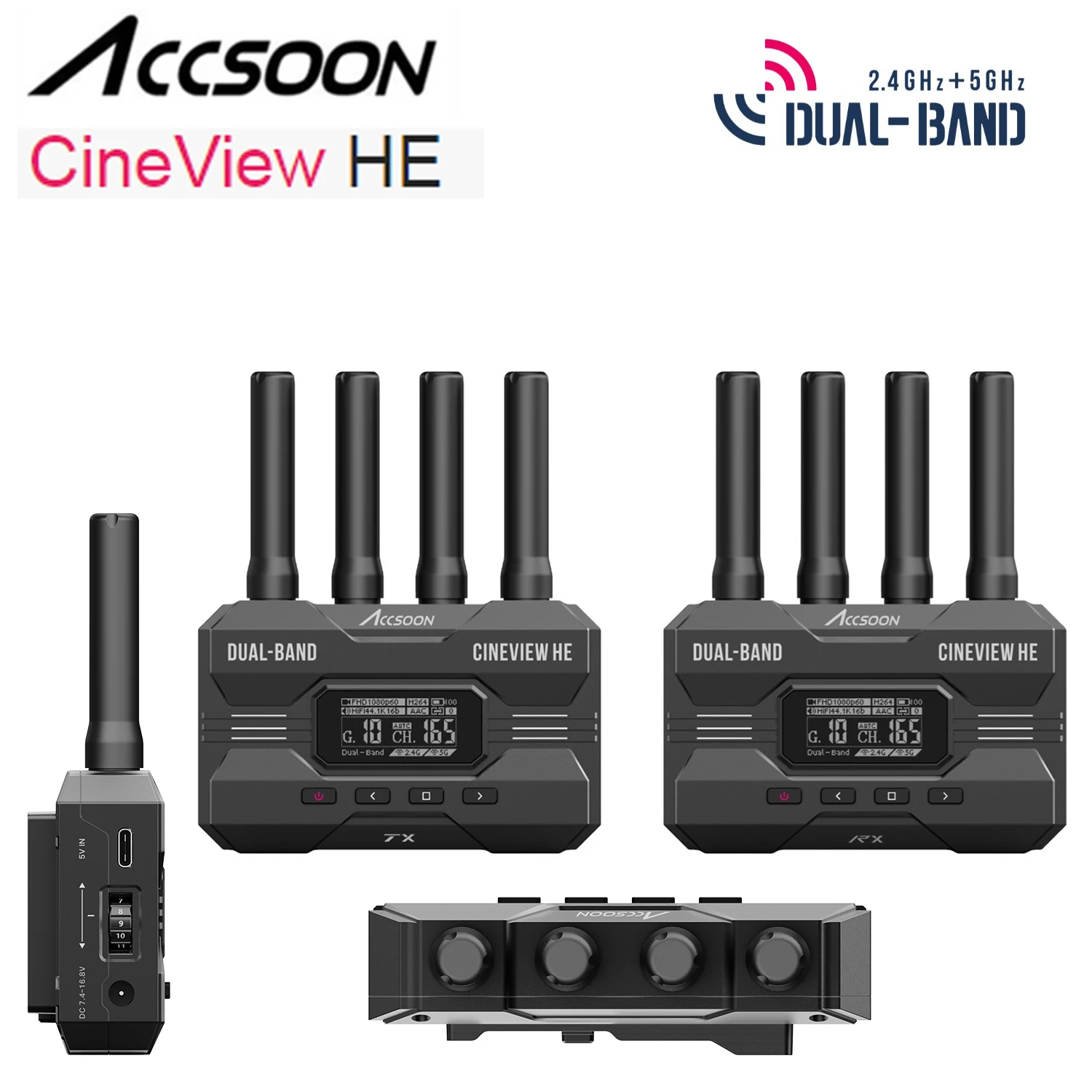 

Accsoon CineView HE HDMI Dual Band 2.4GHz 5GHz Wireless Camera Video Transmitter Receiver System 1200ft 60ms Latency Transmissio
