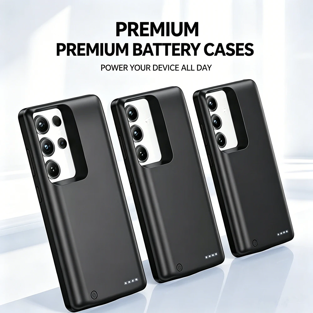 삼성 갤럭시 S26 S25 S24 S23 S22 S21 S20 울트라 플러스 배터리 케이스용 파워 커버 10000mAh 휴대용 보조배터리 충전 커버