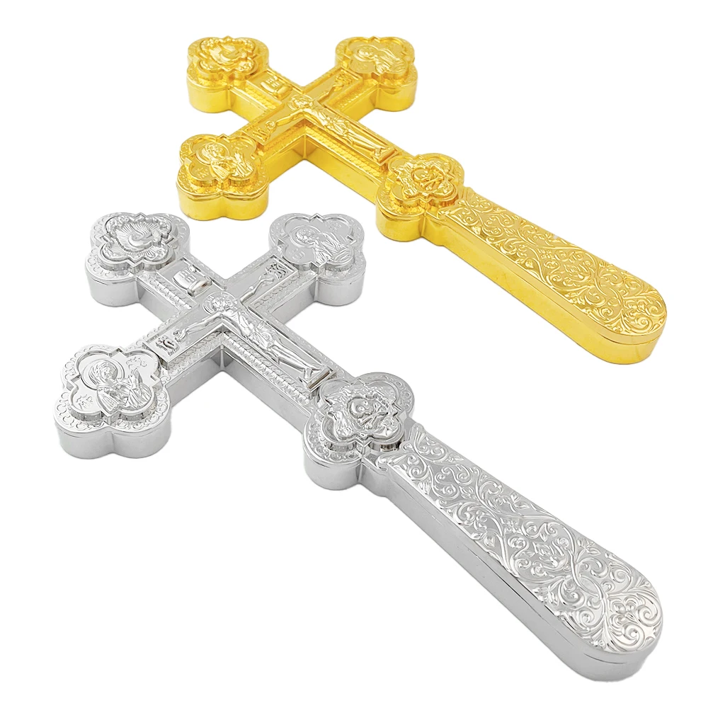 HTISOK Orthodox Cross Church Hand Jesus Crucifix Cross Zinc Alloy Religious Gift Prayer Supplies Orthodox Church