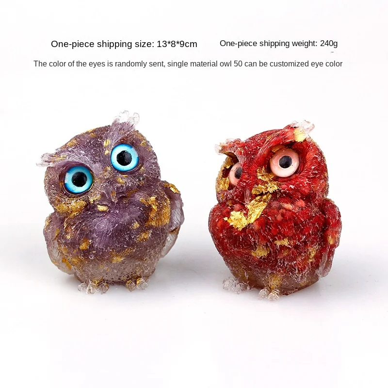 

Natural Crystal Gravel Epoxy Owl Decoration