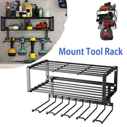 Wall-Mounted Power Tool Organizer and Storage Shelf - Black
