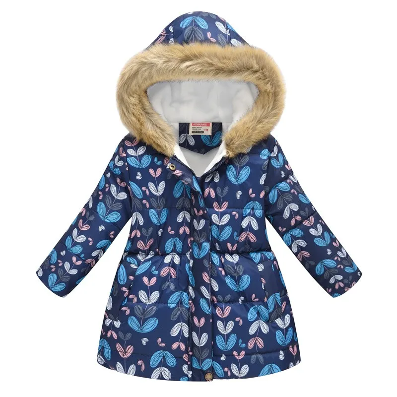 cheap jackets New Girls Warm Down Jackets Cotton Jacket Kids Printed Thick Outerwear Children Clothing Autumn Winter Baby Girls Hooded Coats barn coat Outerwear & Coats