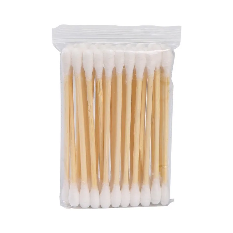 Double Head Wood Cotton Swab Women Makeup Lipstick Cotton Buds Tip Sticks Nose Ear Cleaning Health Care Tools 30/100Pcs Cotton Swabs Wood Cotton Swabs