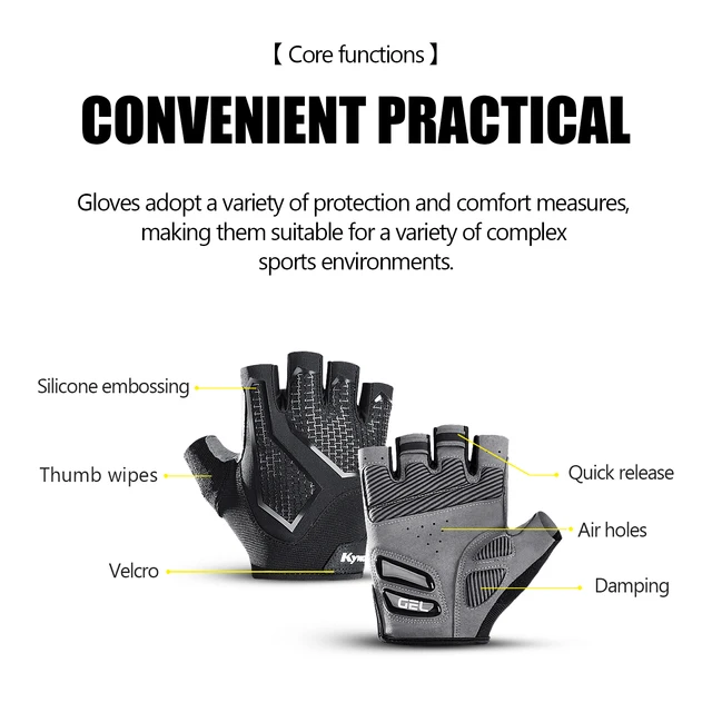 Summer Half Finger Mountain Road Bike Gloves Black Liquid Silicone Shock Absorbent Breathable Wear Resistant Exercise Bike Fitne 4