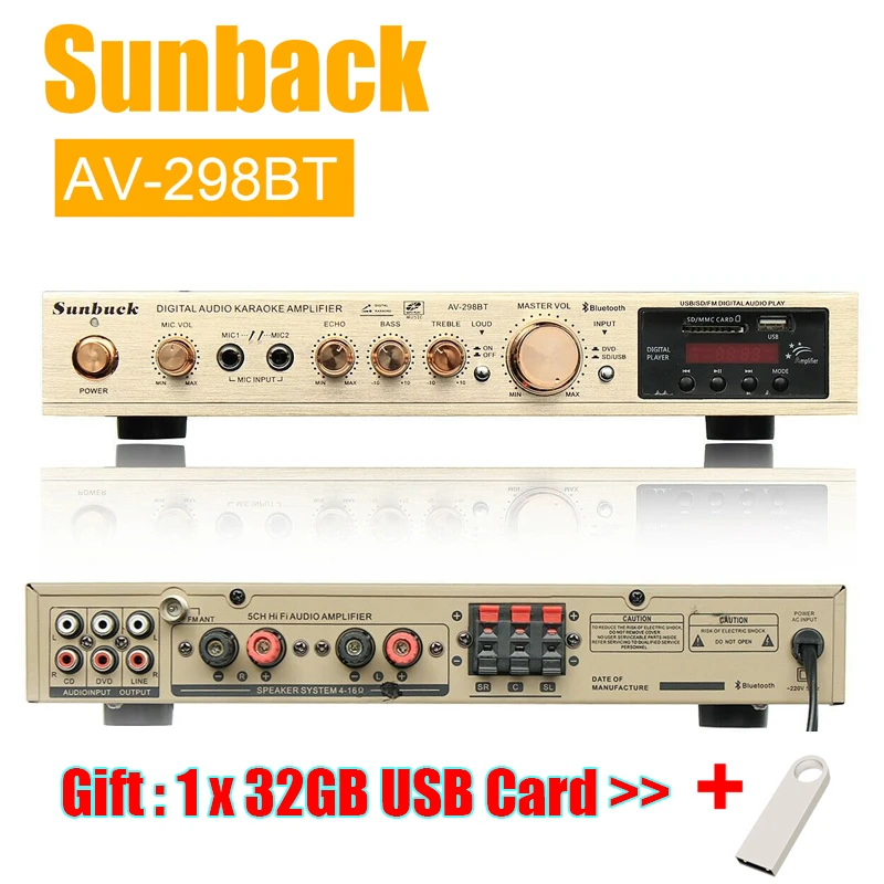 アンプ Sunbuc0k HiFi STEREO KARAOKE AUDIO AMPLI Sunbuck 5.0 Bluetooth Wireless Power Amplifier Home Theater
