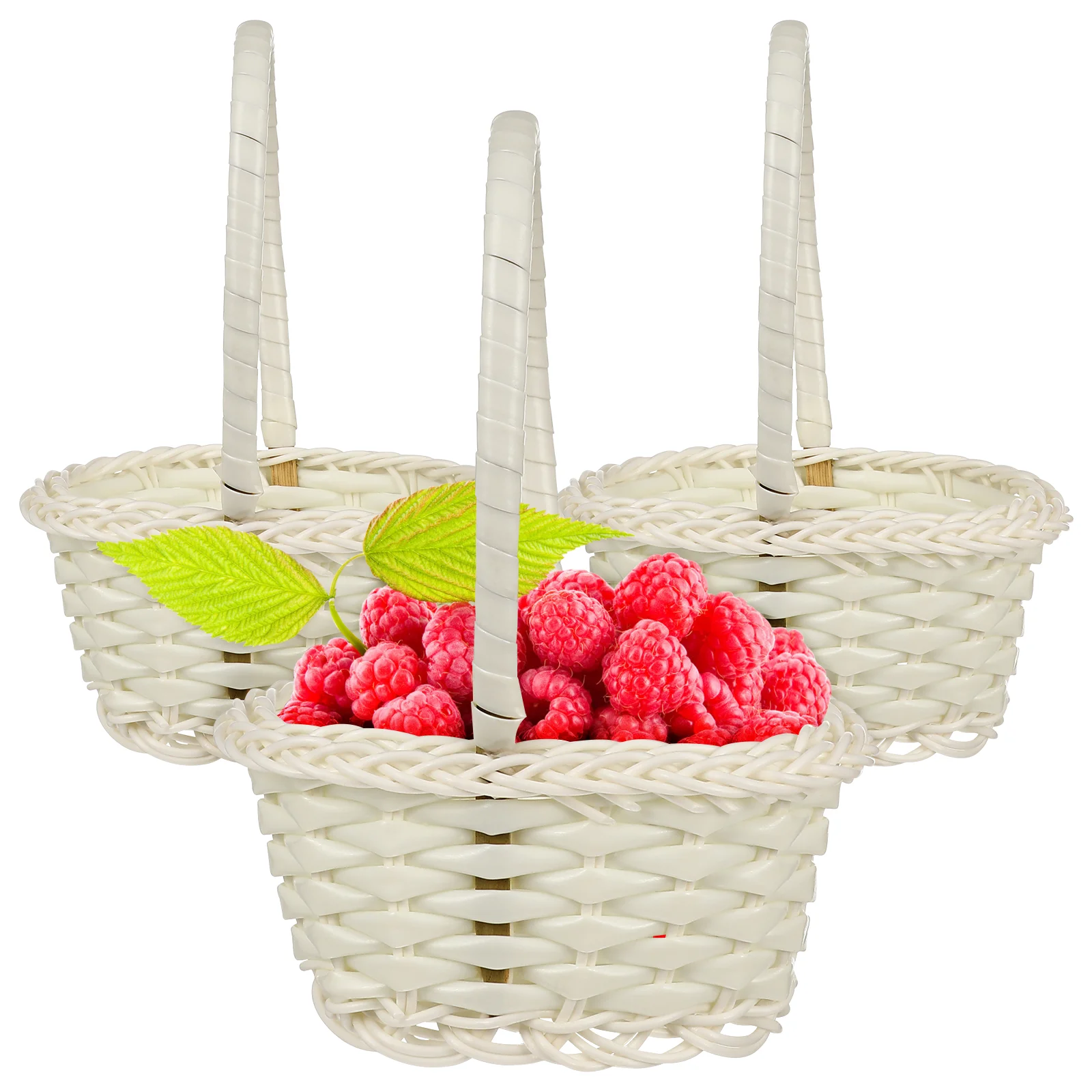 10 Pcs Rattan Shopping Basket Handwoven Picking Woven Flower Baskets Wedding Decor Storage Picnic Handle Lightweight 5