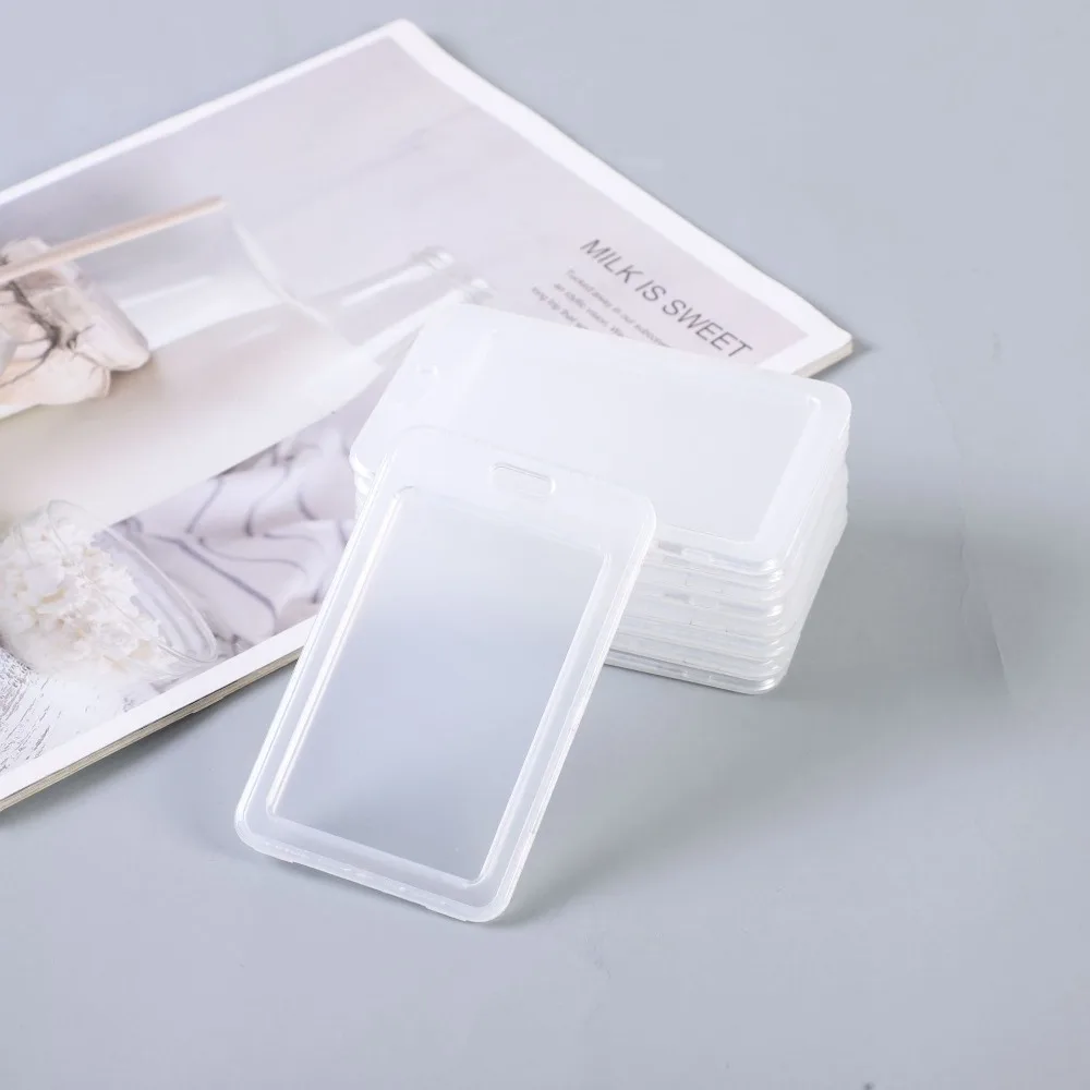 Transparent Card Cover Business Bus Bank Credit Cards Holder Waterproof Id Card Sleeve Plastic Name Card Cover Can Hang Rope