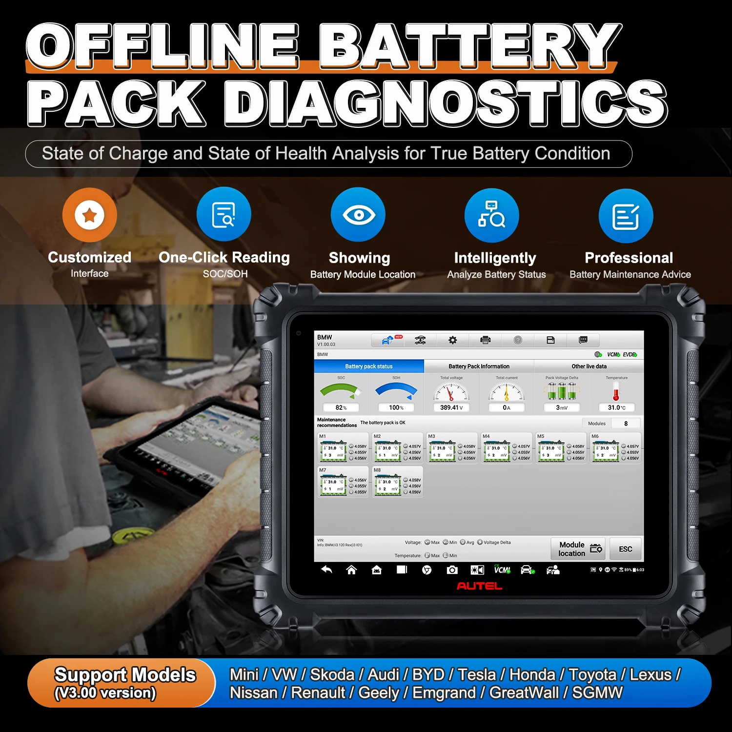 Autel MaxiSys Ultra EV Intelligent EV Diagnostic Tool With EVDiag Kit VCMI EV High-Voltage System&Battery Pack Analysis PK Ultra - Image 4