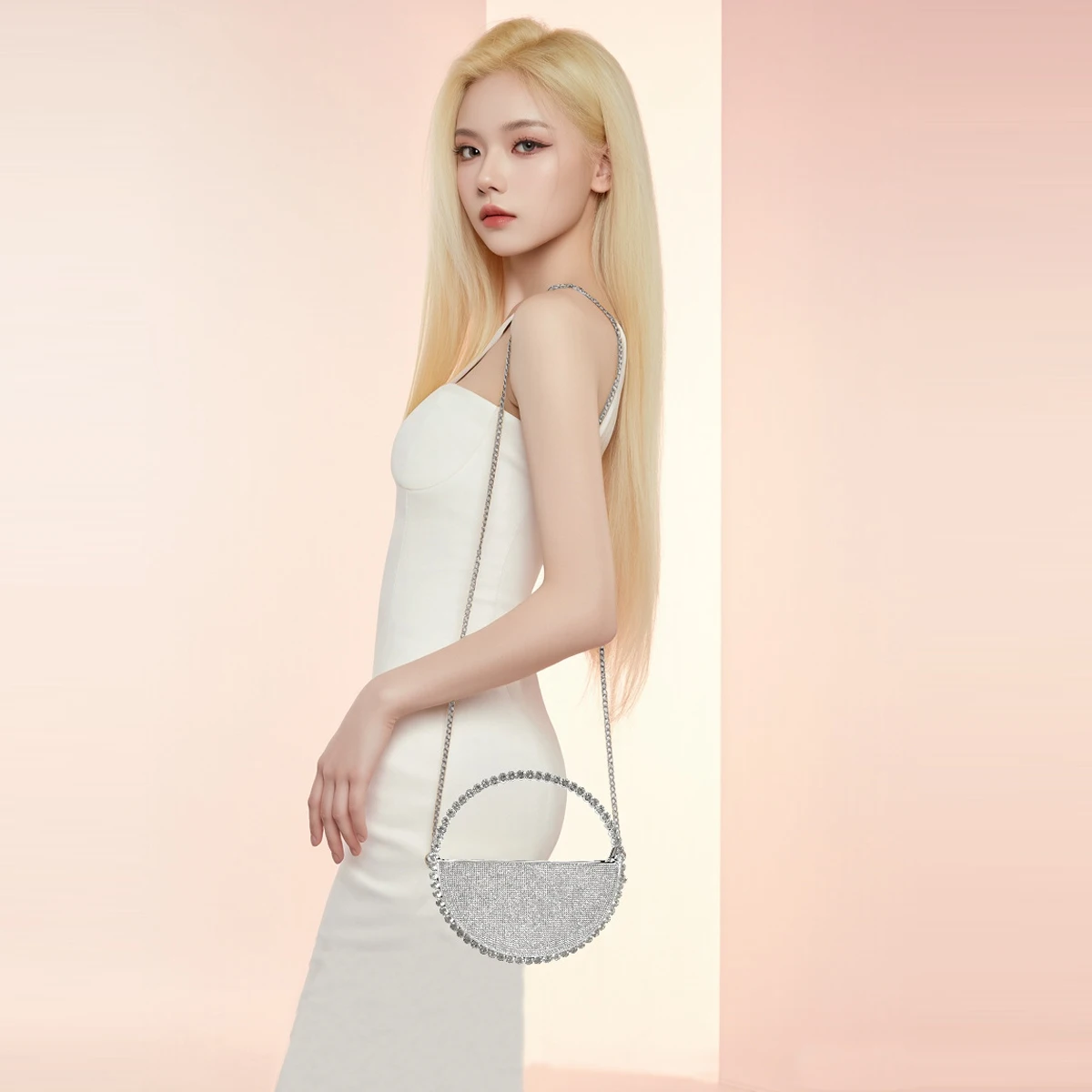 حقيبة يد جديدة على شكل ماسة مستديرة، حقيبة مأدبة م...