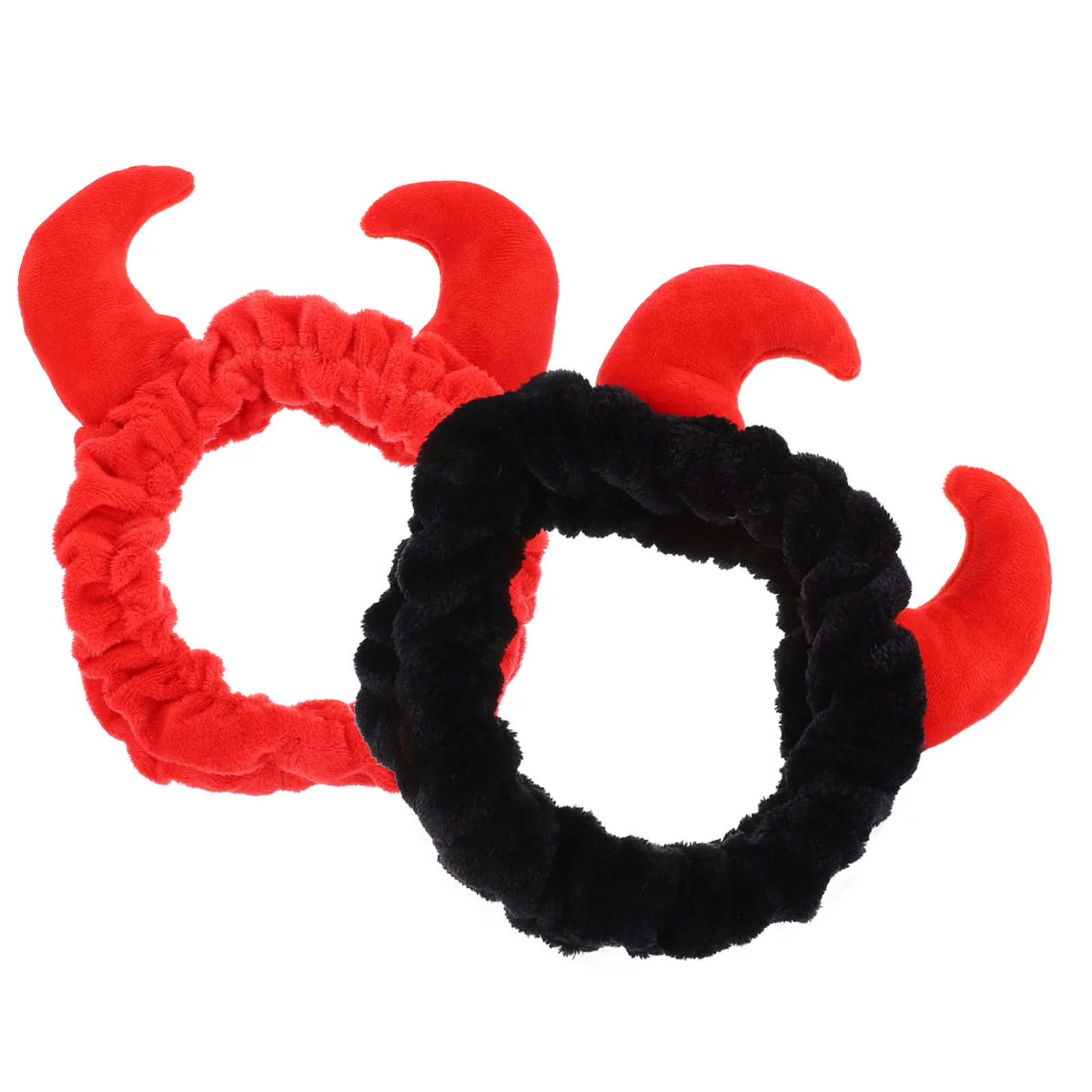 

2 Pcs Face Wash Hair Tie Halloween Costumes Beauty Tool Ear Lovely Horn Headband Fashion Cloth Miss Elastic