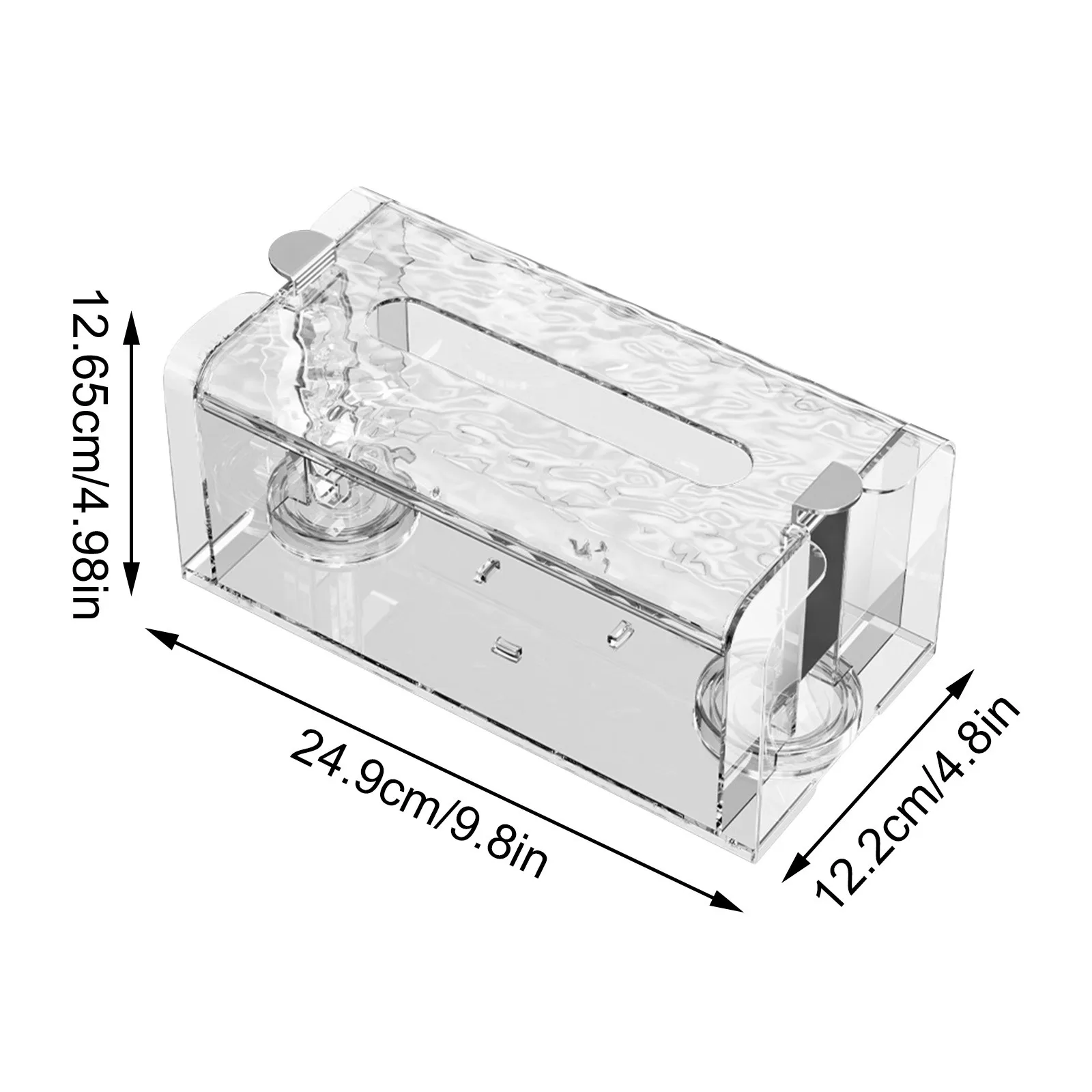 Suction Cup Tissue Box High Capacity Tissue Box Suitable Waterproof Designer Ripple Tissue Box Bathroom Kitchen Tissue Storage 6