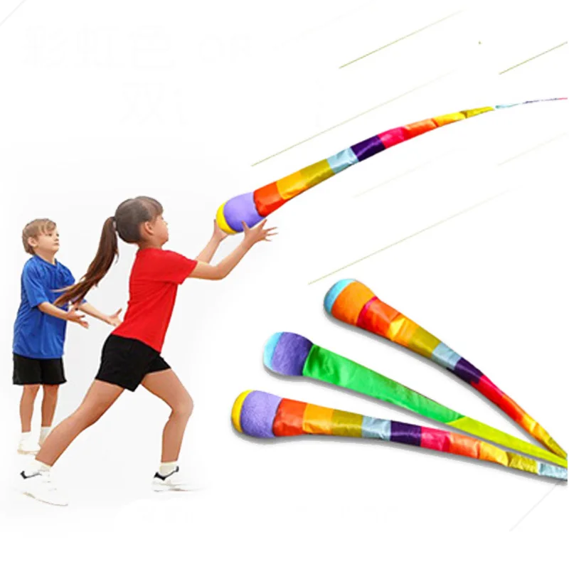 2Pcs Hand Throw Ribbon Sandbag Rainbow Streamers Outdoor Games For Kids Sensory Play Juguetes Divertidos Para Niños