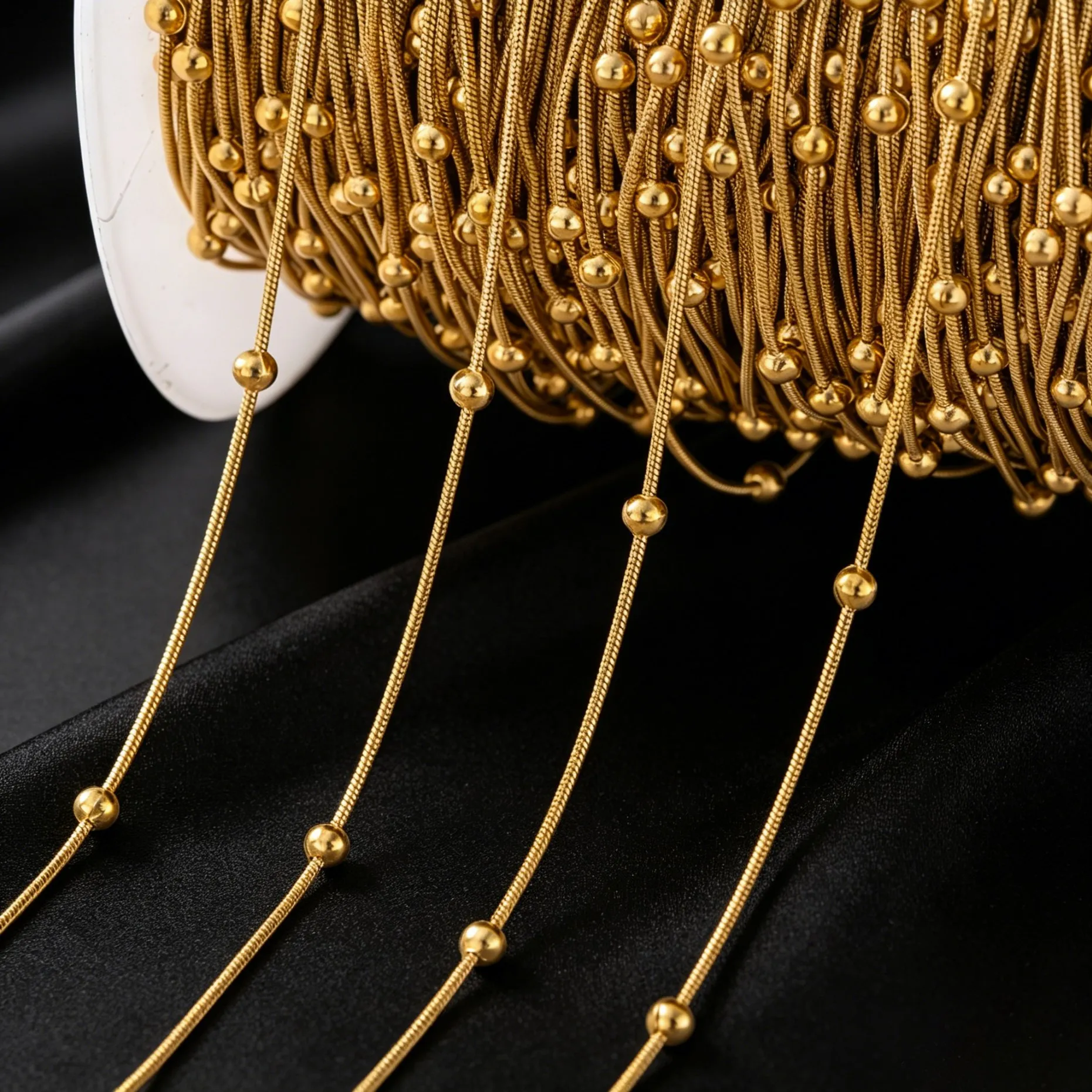 2 Meter Edelstahl Schlangenkette mit Kugelperlen für DIY Halsketten Armbänder Schmuckherstellung Zubehör Bastelbedarf – Detail 2