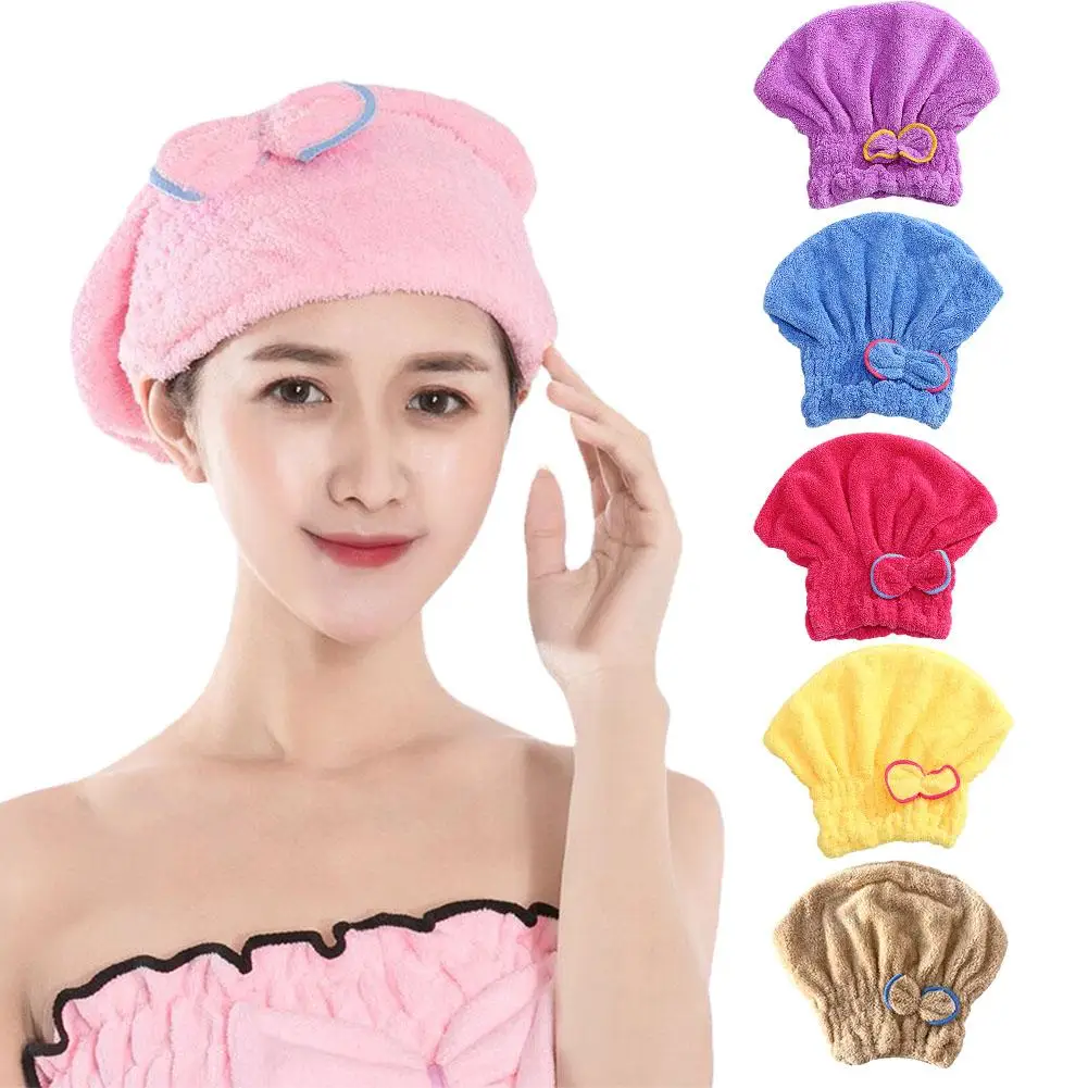 

Women Hair Drying Hat Quick-dry Hair Towel Cap Hat Microfiber Hair Towel Absorption Hat Cap Super Solid Cap Turban Dry Bath E8m7