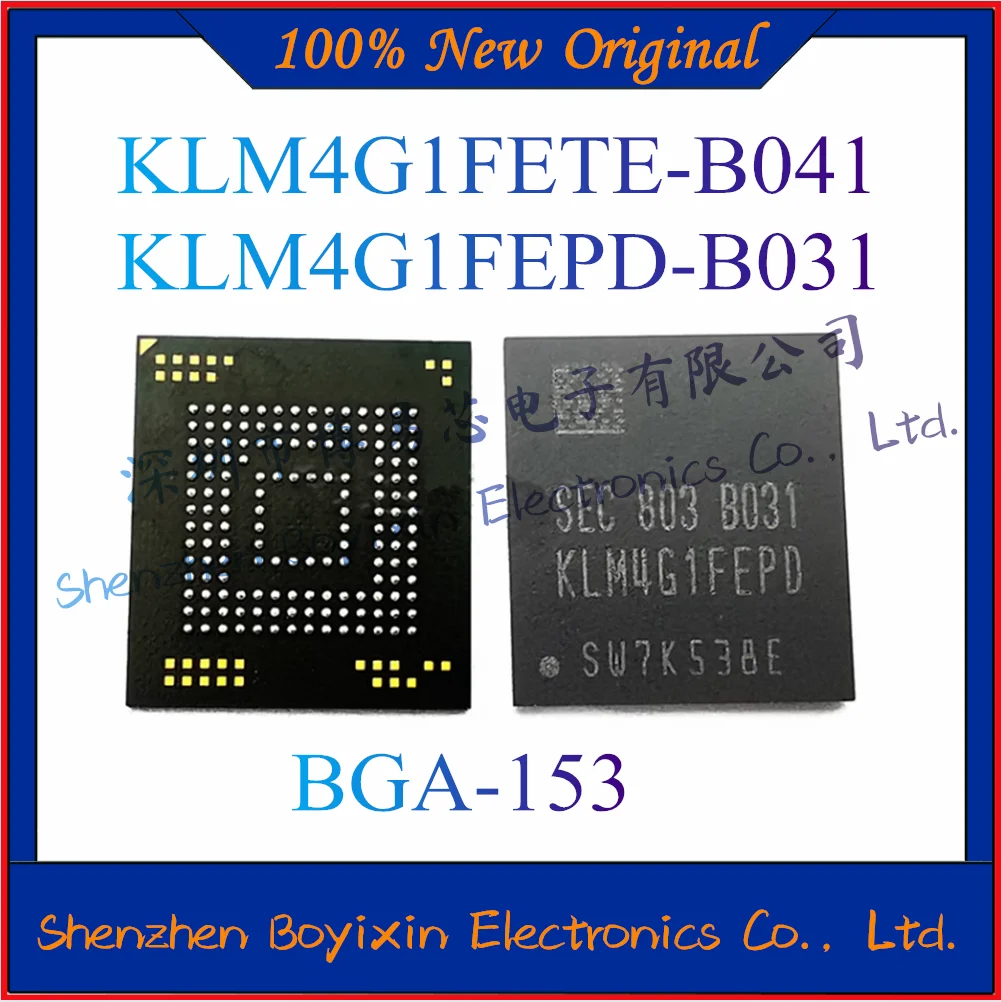 

NEW KLM4G1FETE-B041 KLM4G1FEPD-B031 Original Genuine EMMC 4GB Memory Chip. Package BGA-153