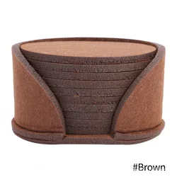 11-Piece Felt Coaster Set - Heat Resistant Table Protector Mats (Brown)