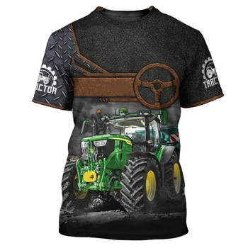 Summer Funny Farm Tractor Pattern 3D Print Men’s T-shirts Casual Short Sleeve Oversized Pullover Fashion Streetwear Men Clothing