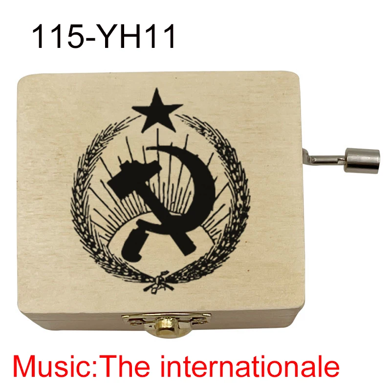 Wooden The Internationale hand Music Box Musical Box Gift For father mother family friends grandfather new year birthday gift 4