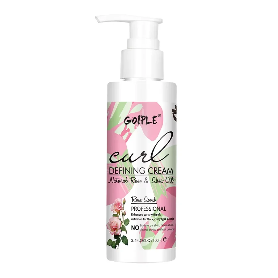 GOIPLE Curl Defining Cream Rose Extract Perm Hair Anti-Frizz Moisturizing Smooth Styling Volumizing Fluffy Care Enhance Curls Curly Hair Styling Cream
