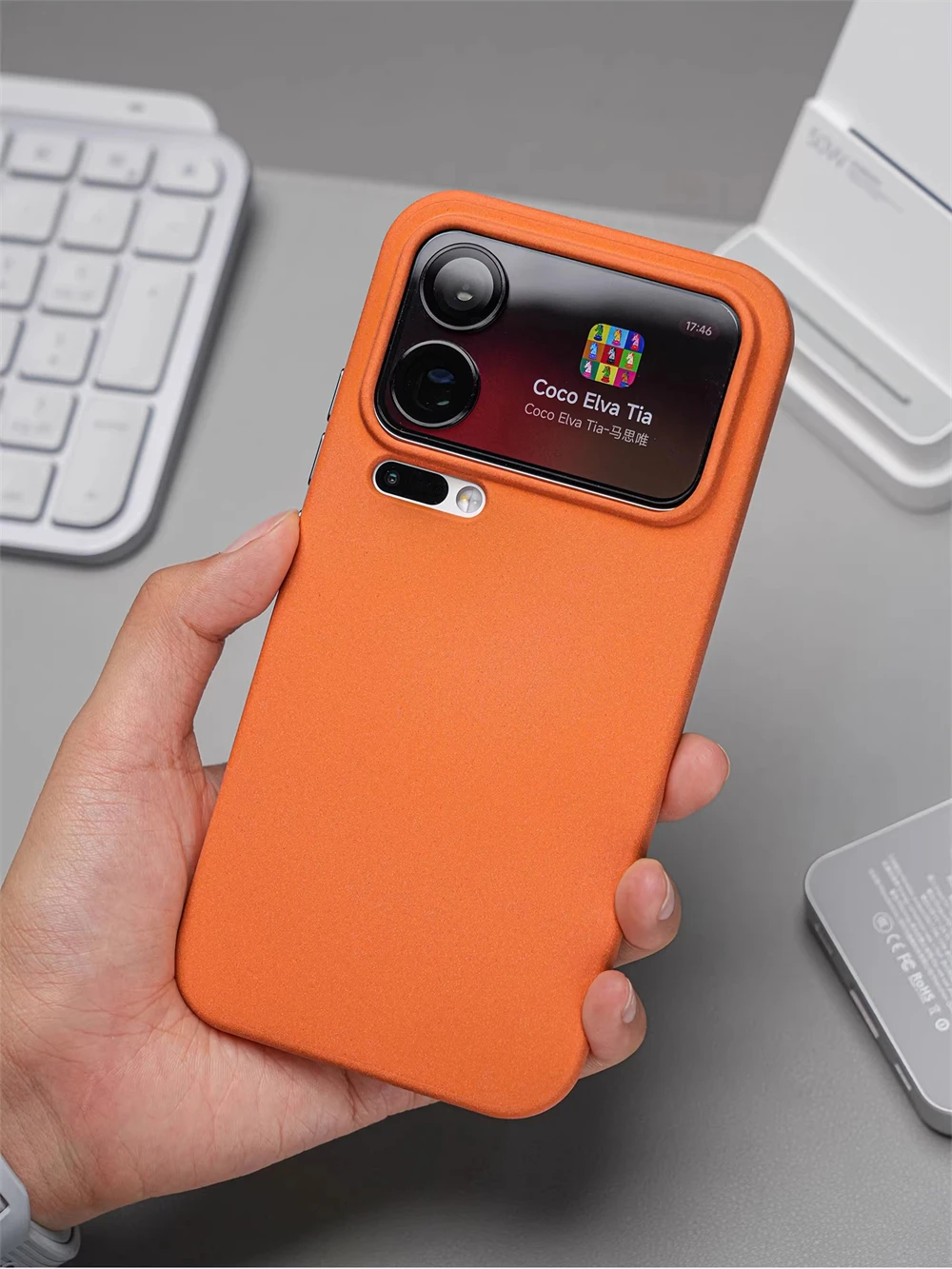 Luxury Solid Color Rock Sand Frosted Soft Silicone Case with Magnetic Wireless Charging Capability