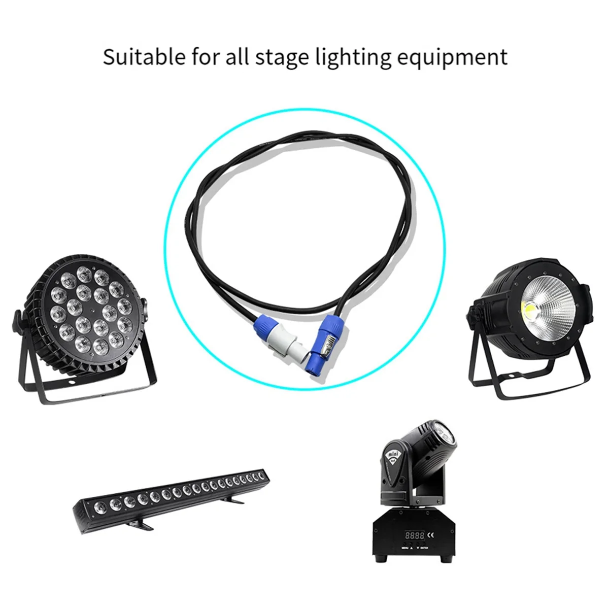 1M AC Power Cable for Beam Moving Head Light Beam 5R/7R Moving Head Light Extension Powercon Cable-Cabe