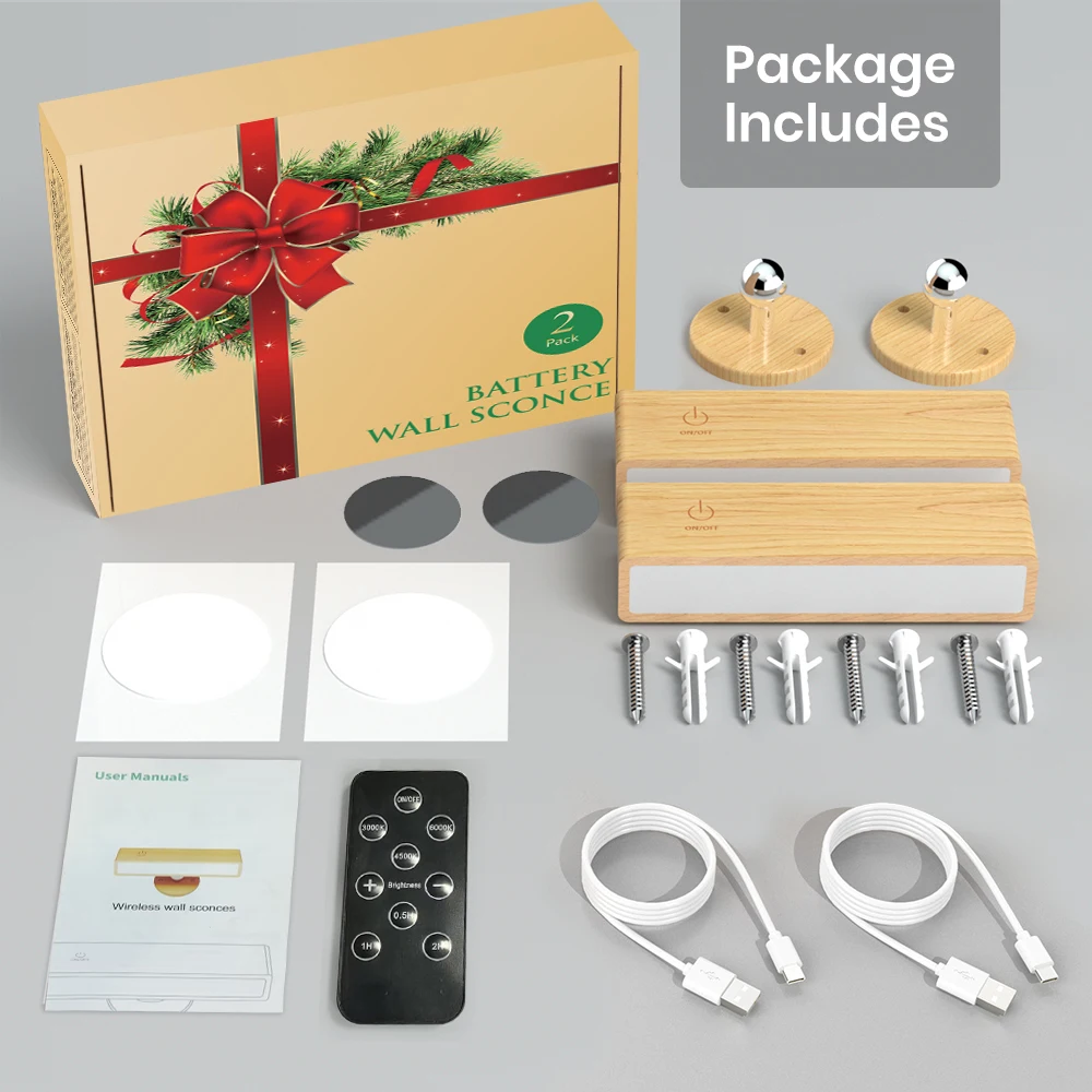 شمعدانات جدارية LED مع جهاز تحكم عن بعد، 3 ألوان،...