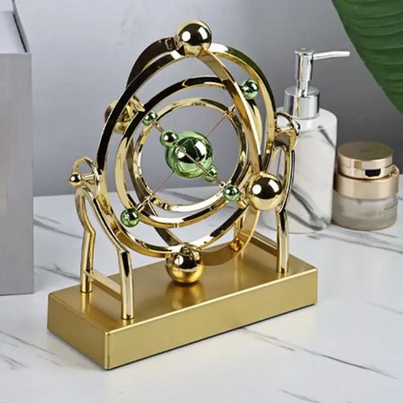 1PC Celestial Orbit Perpetual Motion Pendulum Rotating Wobbler Earth Desktop Model Creative Home Rotary Decoration Desk Gift