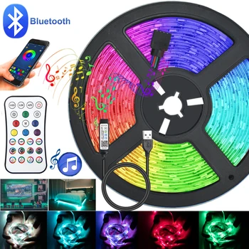 LED 스트립 라이트 크리스마스 TV 색상 변경, 음악 블루투스 TV 백라이트, SMD5V 침실 장식 네온 조명, RGB5050