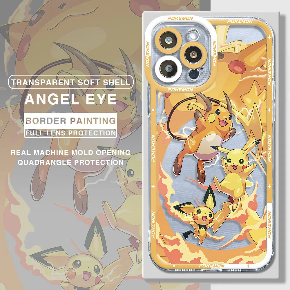 thumbnail image 1 of Pikachu Pokemon Ganger Soft Case For Apple iPhone 11 13 Pro Max 14 15Plus 12 Mini 7 8 X XS XR 6 6S SE Clear Silicone Phone Cover, 1 of 5