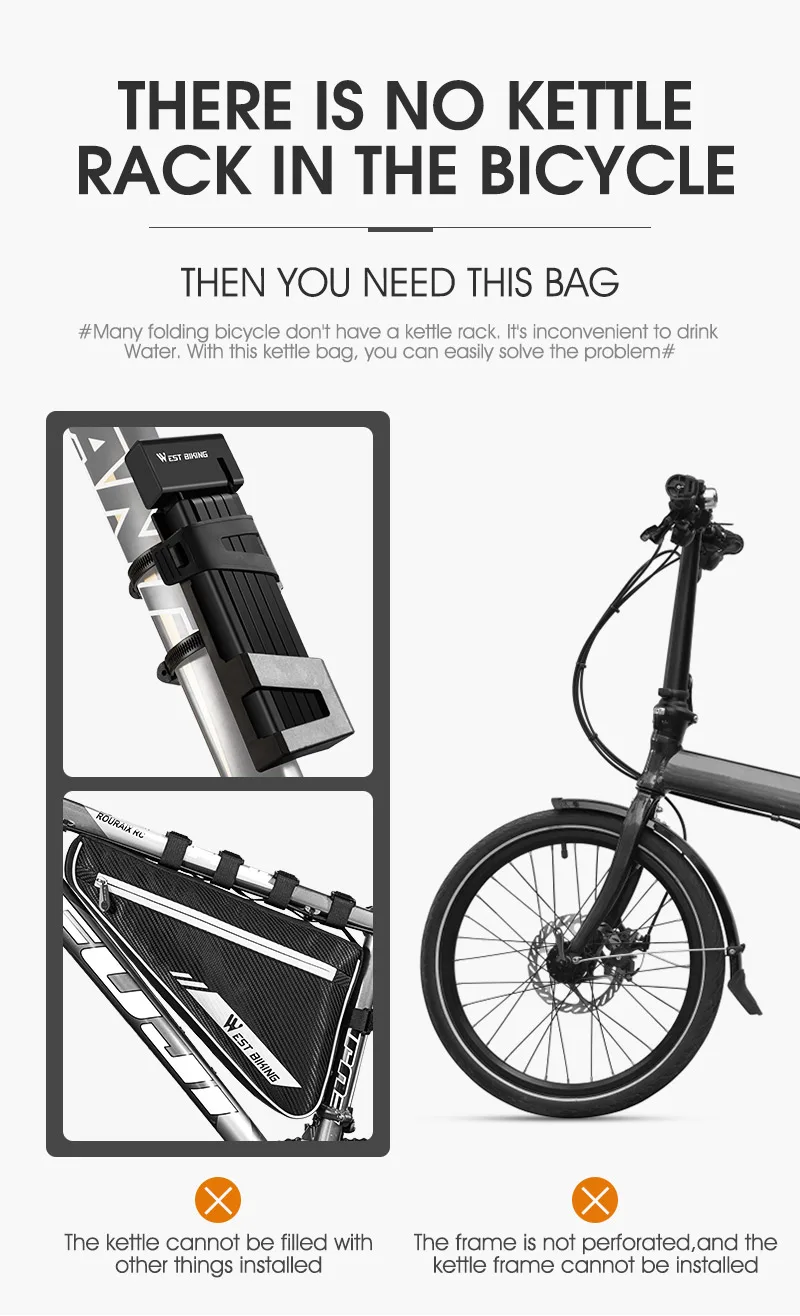 West Biking 1,6 l Fahrrad Heck tasche mit Wasser flasche Tasche Fahrrad taschen MTB Road Sattel Sattelstütze Doppel reiß verschluss Fahrrad Heck taschen – Detail 4
