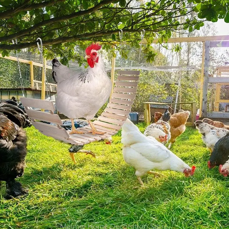H7BF Chicken Swing Ladder for Hens Bird Large Perch Easy to Install Total Length 44" for Parrot Macaw Training