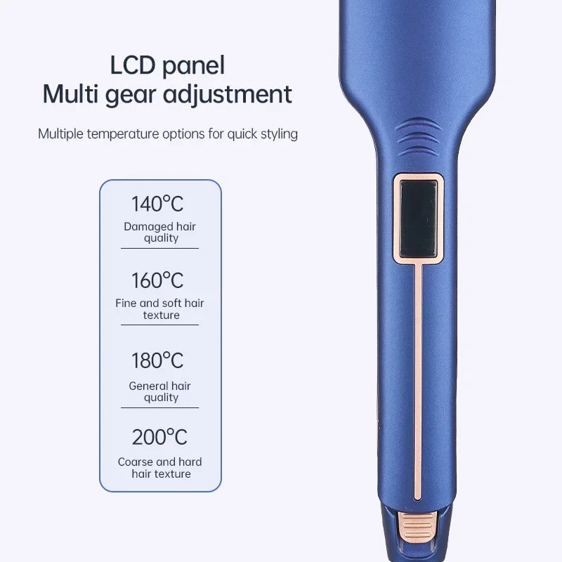 New Blue Wide Edition Home Use Hair Clippers Multifunctional Temperature Adjustable Straight Hair Straightening Iron