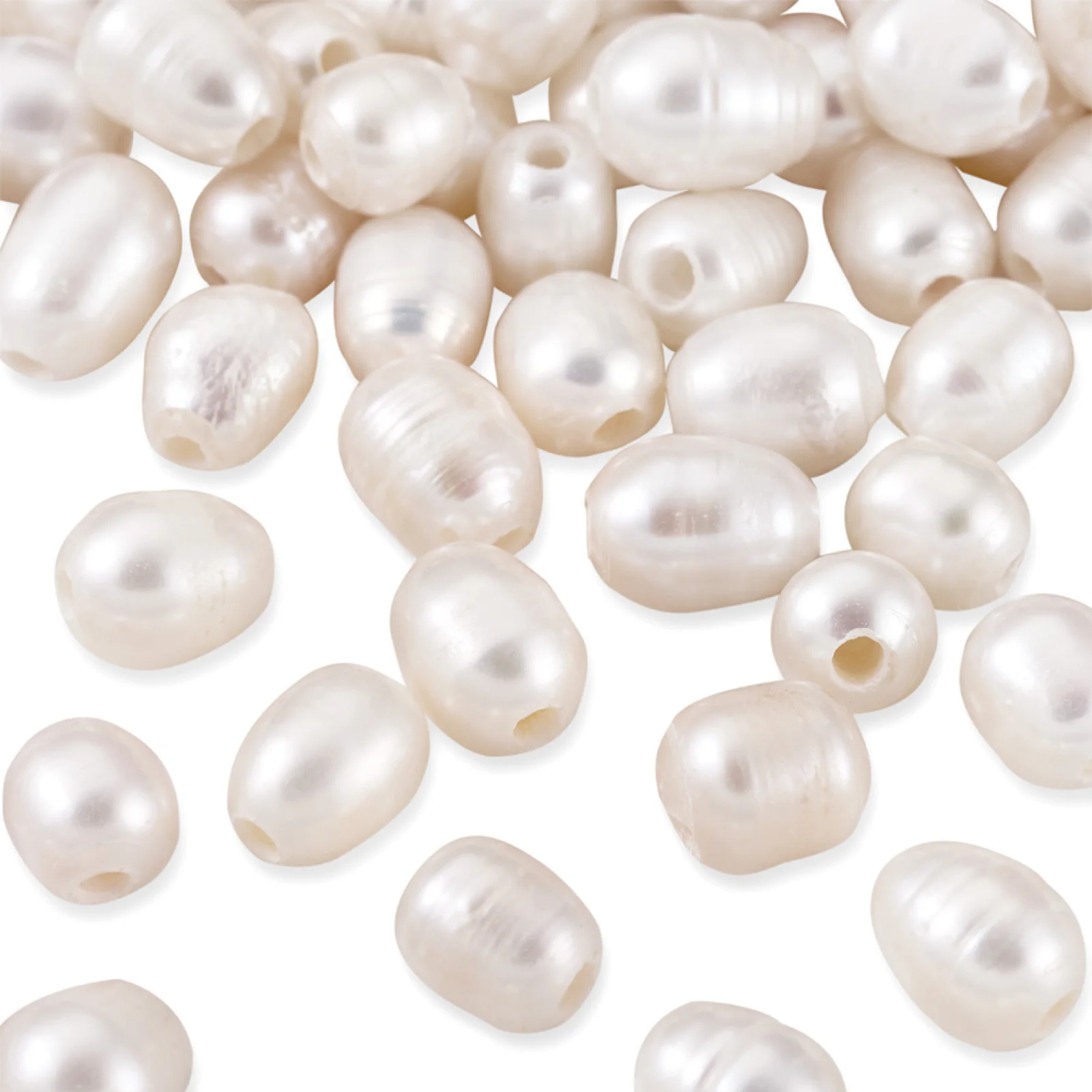 

100pcs Oval Pearl Beads Natural Cultured Freshwater Spacer Beads for Women Bride Wedding Jewelry Necklace Bracelet DIY Findings