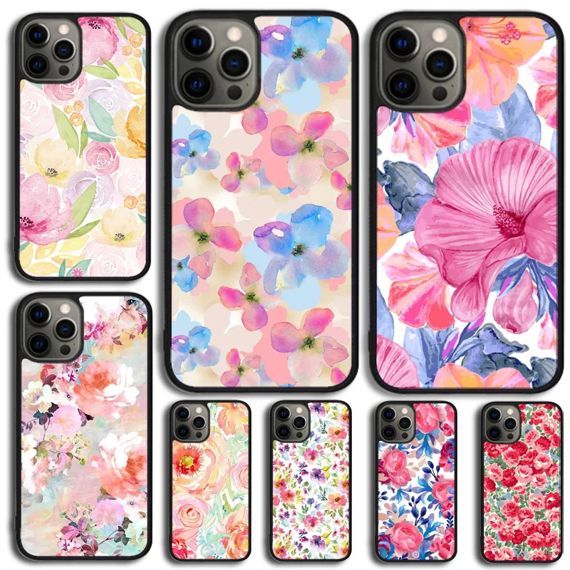Romantico Rosa Teal Acquerello Chic Custodia Per Telefono Floreale Per Iphone 14 15 13 12 Mini Xr Xs Per Iphone 11 Pro Max 6 8 7 Plus Se2020