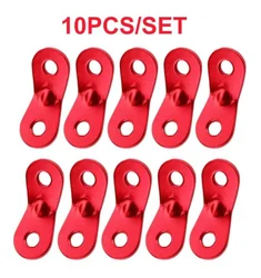 Set of 10 Aluminum Tent Rope Buckles - Outdoor Camping and Hiking Accessories (10pcs Red)