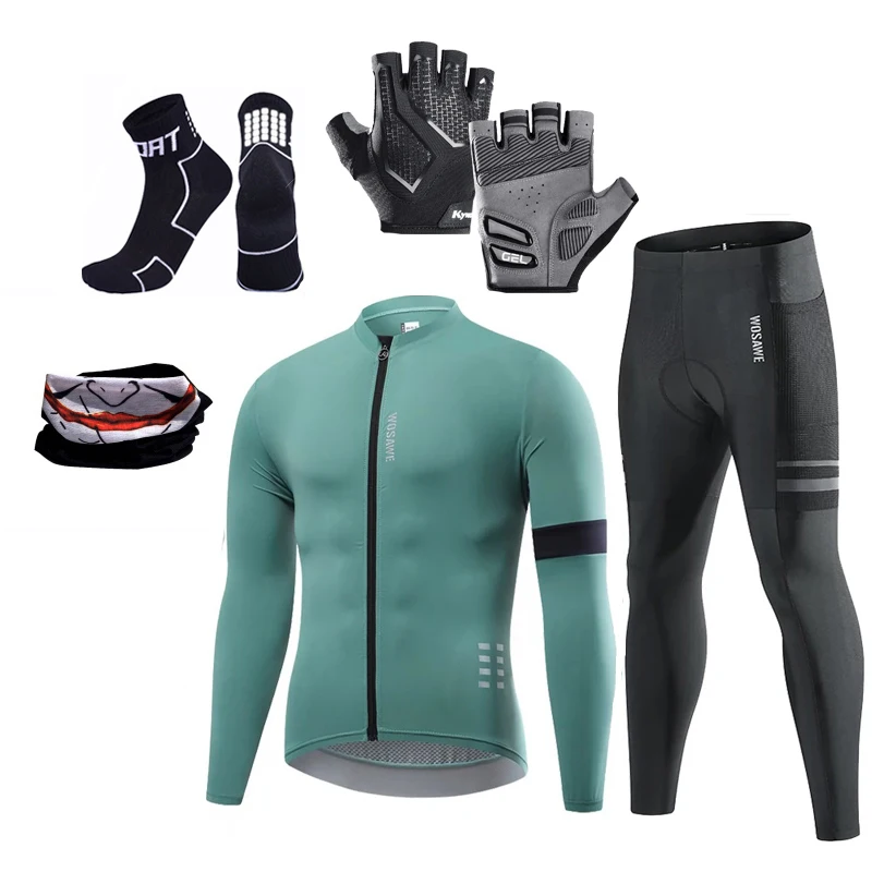 Pro Bicycle Jersey Long Sleeves Set Men Bike Clothing Mtb Cycling Wear Quick-Drying Anti-UV Sports Complete Kits