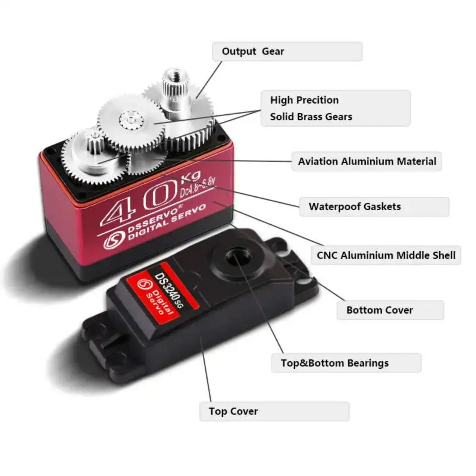 Bras de servo 25T et vis inclus avec le servomoteur DS3240 étanche