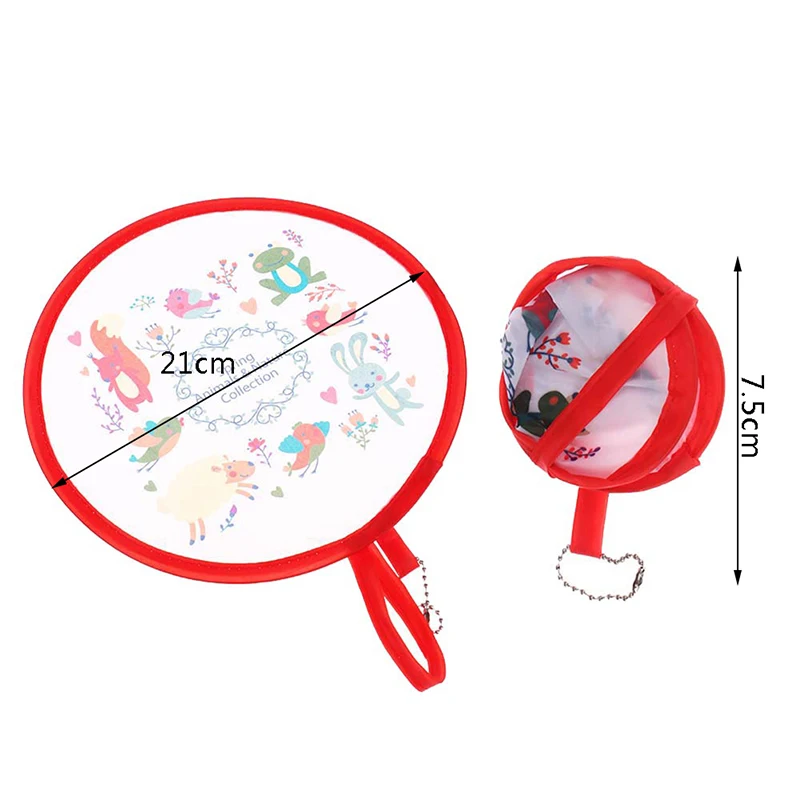 Portable Folding Fan 1Pc Portable Folding Fan With Handle Cartoon Mini Fan Women Summer Round Gifts Creative Party Gift