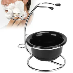 Professional Metal Shaving Stand Holders Foaming Soap Bowl Beard Shaving Tool Set Bathroom Men Shaving Stand Holder Cleaning Kit