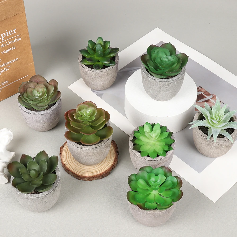 4pcs Mini Fake Plants Decor for Office Desk Decor - Tiny Realistic Fake Succulent Plants Artificial Potted Set Cute Decoration: 3 - 5 Days Free Delivery Only UK