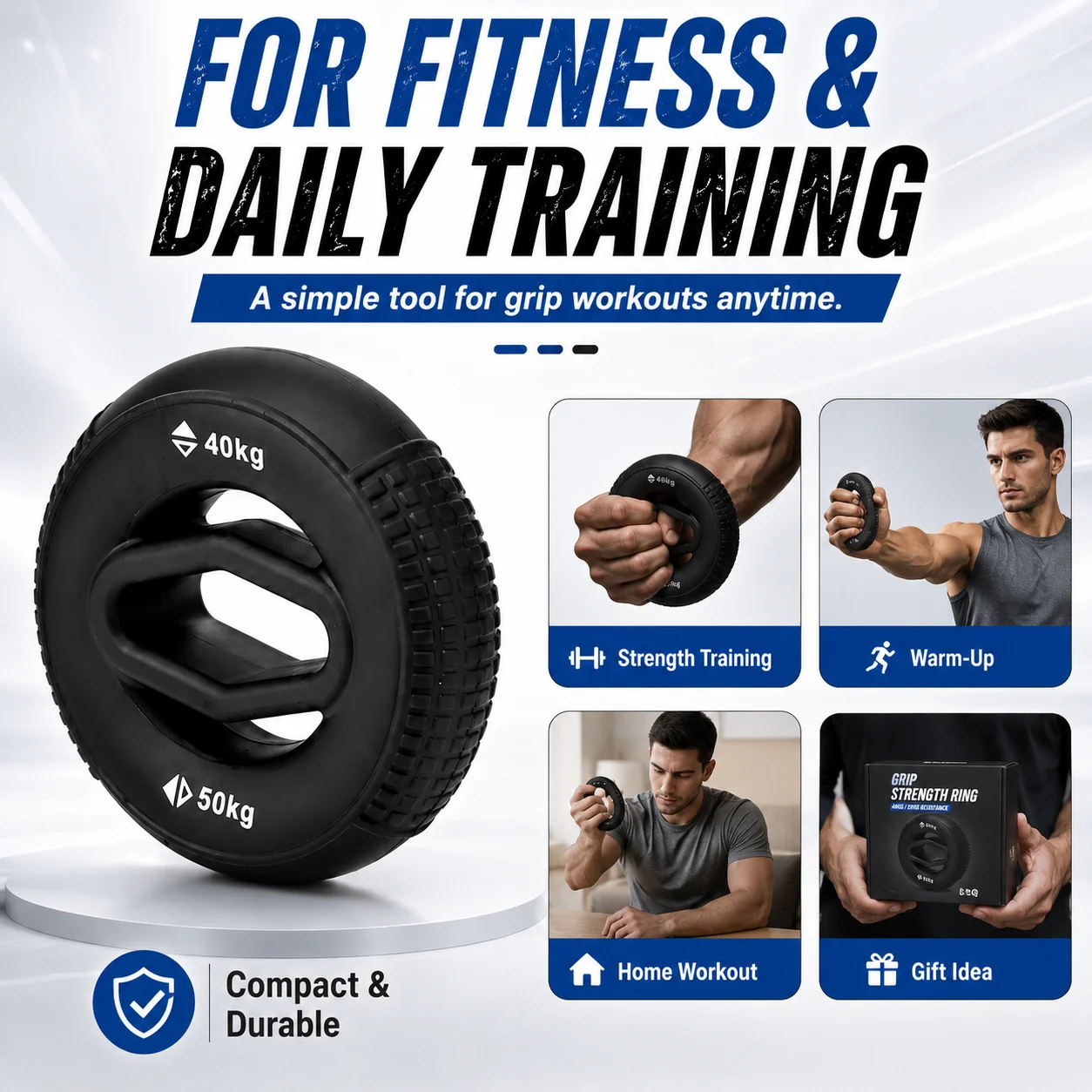 Enhanced Grip Strengthening Ring - Hand & Forearm Trainer with Anti-Slip Design for Home Fitness & Strength Training